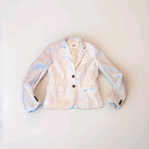 J Crew Linen Blazer Womens 2 White Lined Buttons Classic Jacket Office